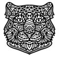 Coloring Page snow leopard with ethnic doodle patterned illustration.