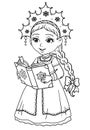 Coloring with snow princess from east european fables Royalty Free Stock Photo