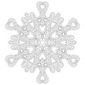 Coloring page with snowflake with editable line.