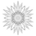 Coloring page with snowflake with editable line. Royalty Free Stock Photo