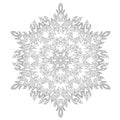 Coloring page with snowflake with editable line. Royalty Free Stock Photo