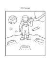coloring page space and astronout illustration