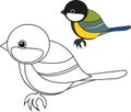 Coloring page. Stylized Eurasian blue tit Cyanistes caeruleus in flat style Royalty Free Stock Photo