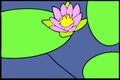 Coloring page with stylized lotus, water lily or nenuphars floral pattern. Clipart for poster, t shirt print, apparel. For