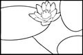 Coloring page with stylized lotus, water lily or nenuphars floral pattern. Clipart for poster, t shirt print, apparel. For Royalty Free Stock Photo