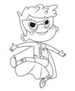 Coloring Page of Super Hero Children. Boys and Girls wearing costumes of superheroes Coloring book. Cartoon vector Royalty Free Stock Photo