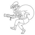 Coloring page with thief robber criminal