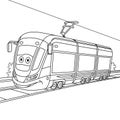 Coloring page with tram trolley car