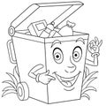 Coloring page with trash can Royalty Free Stock Photo