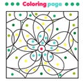 Coloring page with tropic flower. Color by dots picture for toddlers and kids. Educational children game