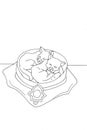 coloring page illustration of two gray cats sleeping in police hats
