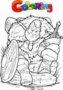 Coloring page Viking sword cartoon character
