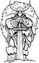 Coloring page Viking sword cartoon character