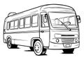 coloring page for kids,black and white bus drawing,cute vectors,eps,iso size print Royalty Free Stock Photo