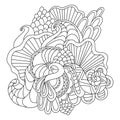 Coloring pages for adults. Decorative hand drawn doodle nature ornamental curl vector sketchy pattern.