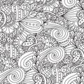 Coloring pages for adults.Decorative hand drawn doodle nature ornamental curl vector sketchy seamless pattern.