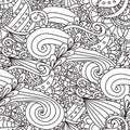 Coloring pages for adults.Decorative hand drawn doodle nature ornamental curl vector sketchy seamless pattern.