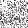 Coloring pages for adults.Decorative hand drawn doodle nature ornamental curl vector sketchy seamless pattern.