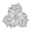 Coloring pages for adults. Floral Abstract composition of leaves. Hand-drawn monochrome vector illustration Royalty Free Stock Photo