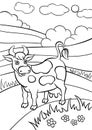 Coloring pages. Animals. Cute cow.