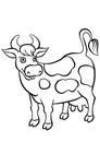 Coloring pages. Animals. Cute cow. Royalty Free Stock Photo