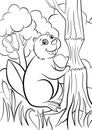 Coloring pages. Animals. Little cute beaver. Royalty Free Stock Photo