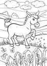 Coloring pages. Animals. Little cute donkey.