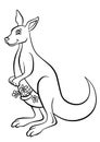 Coloring pages. Animals. Little cute kangaroo. Royalty Free Stock Photo
