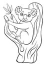 Coloring pages. Animals. Little cute koala. Royalty Free Stock Photo