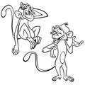 Coloring pages. Animals. Set of cartoon monkey expression. Vector illustration outlined.