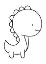 Coloring pages, black and white cute hand drawn dinosaur doodle