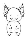 Coloring pages, black and white cute hand drawn monster doodles