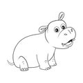 Coloring pages or books for kids. cute hippo cartoon illustration Royalty Free Stock Photo