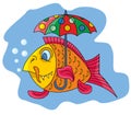 Fun fish with umbrella