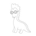 Coloring Pages. Colouring pictures with cute .dinosaur with glasses.