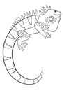 Coloring pages. Cute iguana smiles.