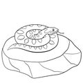 Coloring pages. Cute viper lies on the stone Royalty Free Stock Photo