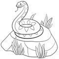 Coloring pages. Cute viper lies on the stone Royalty Free Stock Photo