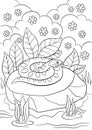 Coloring pages. Cute viper lies on the stone Royalty Free Stock Photo
