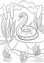Coloring pages. Cute viper lies on the stone Royalty Free Stock Photo