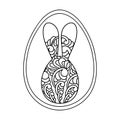 Coloring Pages Easter Bunny and Egg. Coloring book for adult and older children Royalty Free Stock Photo