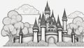 coloring pages - Fairytale castles, coloring book style