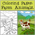 Coloring Pages: Farm Animals. Cute cow.