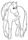 Coloring pages. Farm animals. Cute horse. Royalty Free Stock Photo