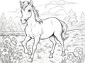 Coloring pages Farm animals Little cute foal   Made With Generative AI illustration Royalty Free Stock Photo