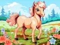 Coloring pages Farm animals Little cute foal   Made With Generative AI illustration Royalty Free Stock Photo