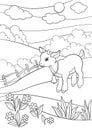 Coloring pages. Farm animals. Little cute goatling smiles. Royalty Free Stock Photo