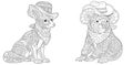 Coloring pages with fox and koala bear Royalty Free Stock Photo