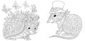 Coloring pages with hedgehog and mouse