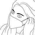 Coloring pages - Illustration of People in mask, Vector illustration of people wearing a mask, Vector Illustration for